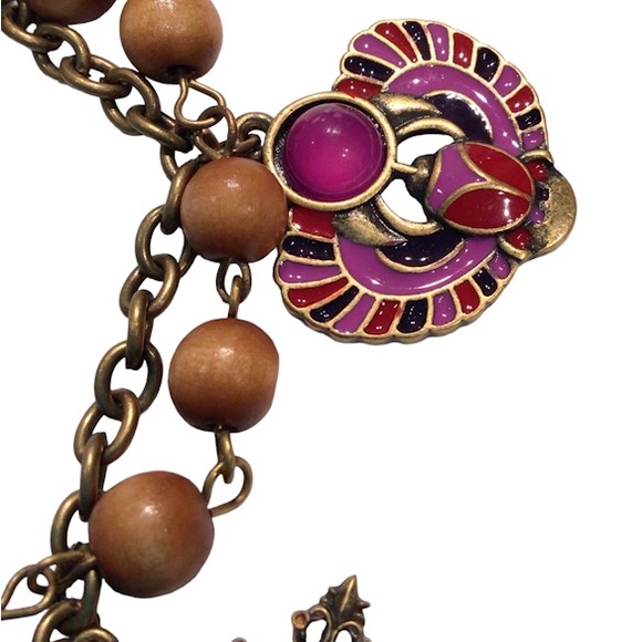 Fun (GEN) Dark Filigree Bronze & Wooden Beaded Charm Bracelet - Picture 2 of 4